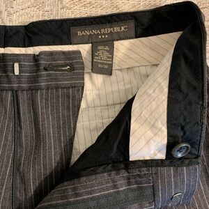 Banana Republic Charcoal and White Striped Trousers